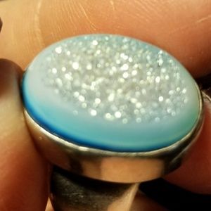 Sterling Silver Blue Druzy Ring